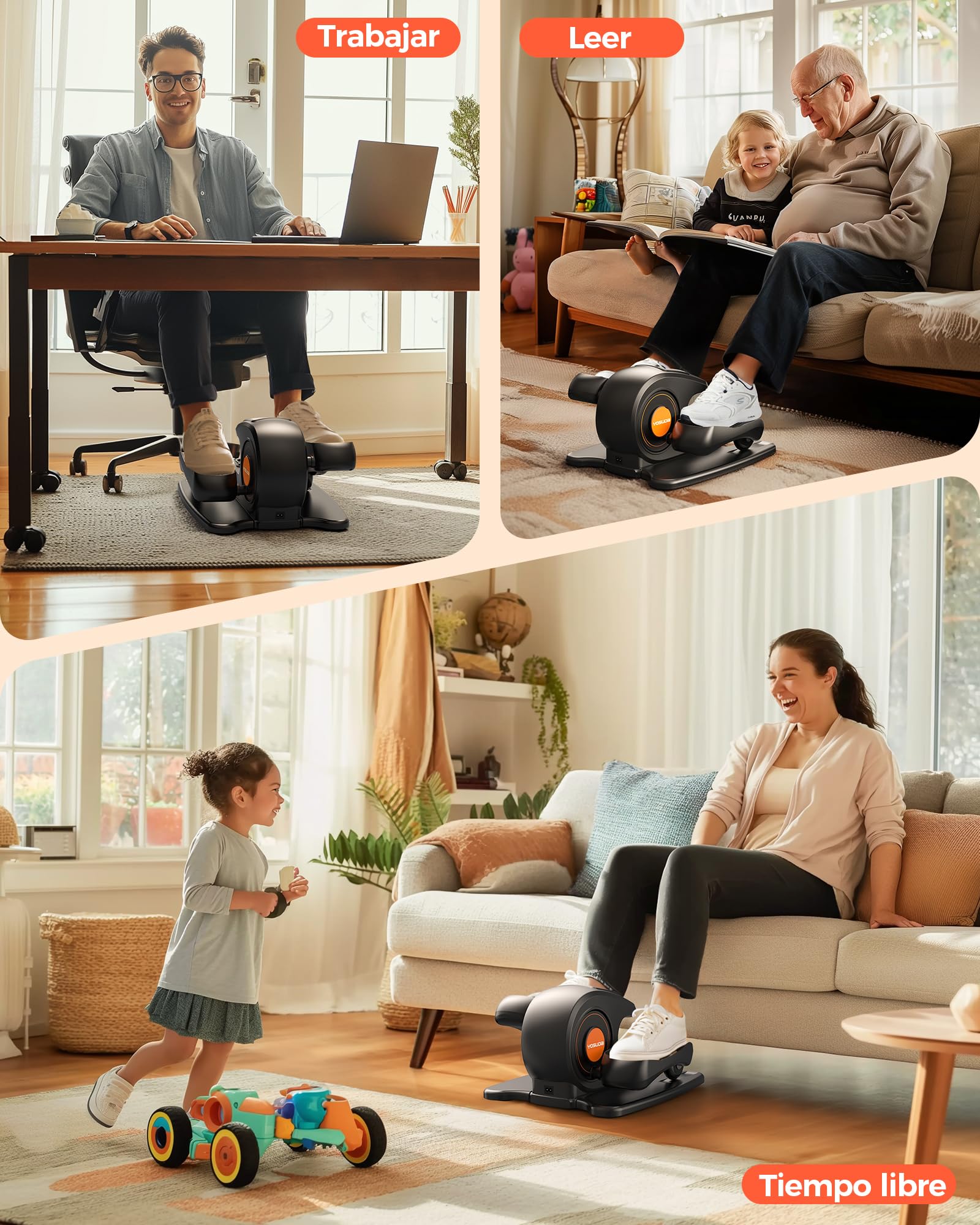YOSUDA 2026 Mini Eliptica Electrica, Masaje Pies 3D, Pedales Electricos Personas Mayores & Oficina Ultra Silenciosa, 10 Velocidades, Plug & Play para Mayores & Oficina, Pedaleador para Ancianos