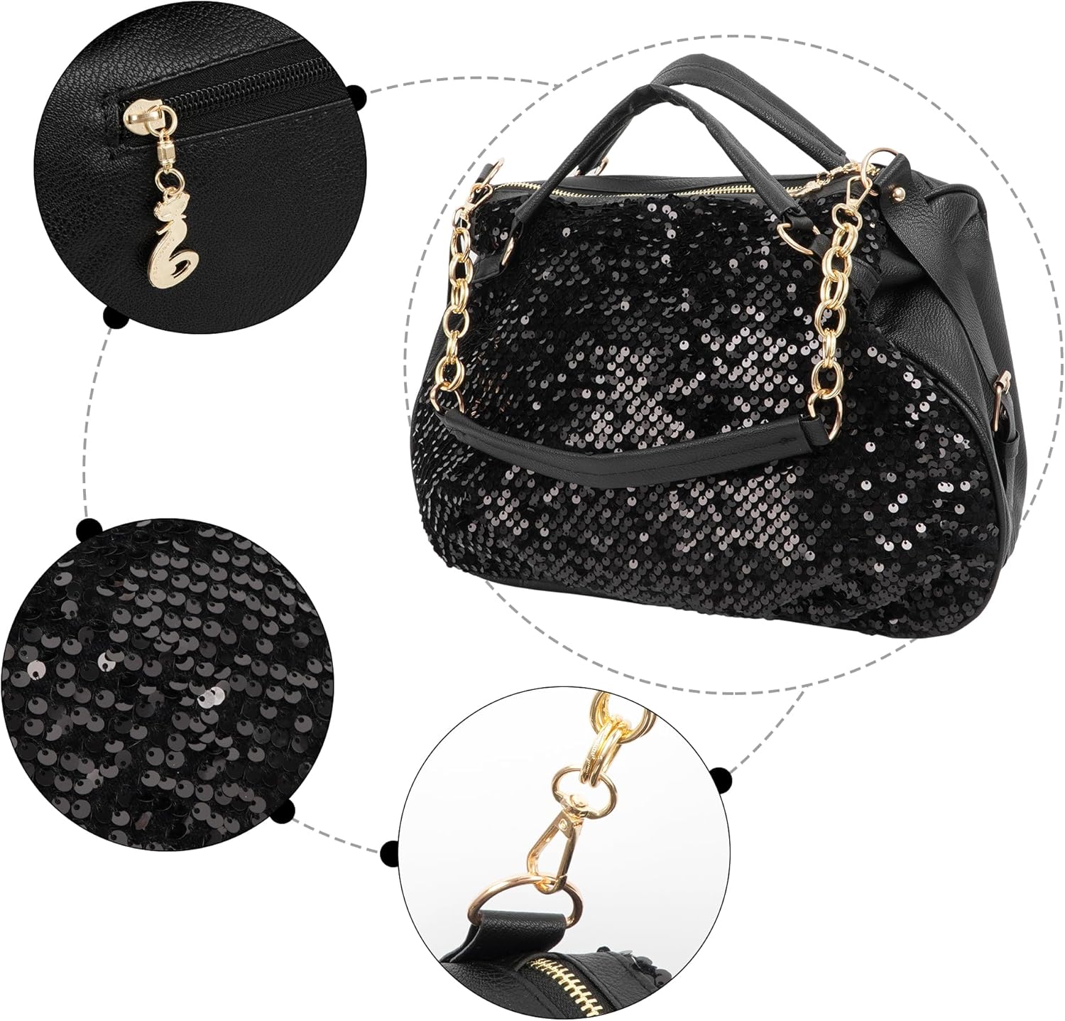 ZLM BAG US Punk Rivet Hobo Handbag for Women Large Crossbody Purse Leather Top Handle Bag - Image 6