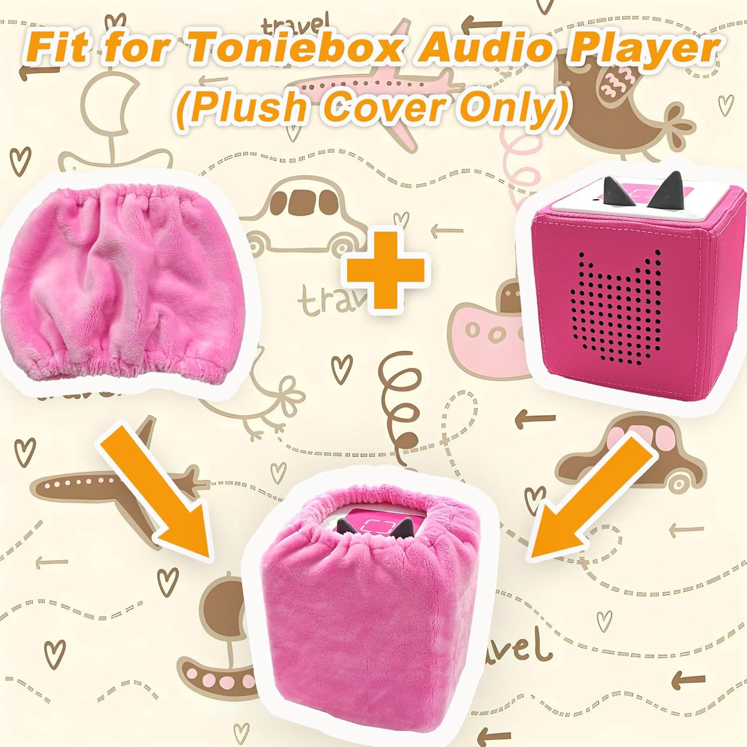 Plush Cover for Toniebox/Toniebox 2 Audio Player Starter Set, Protective Sleeve Case Compatible with Tonie Box, Story Telling Toys Accessory (Case Only) (Pink) - Image 2