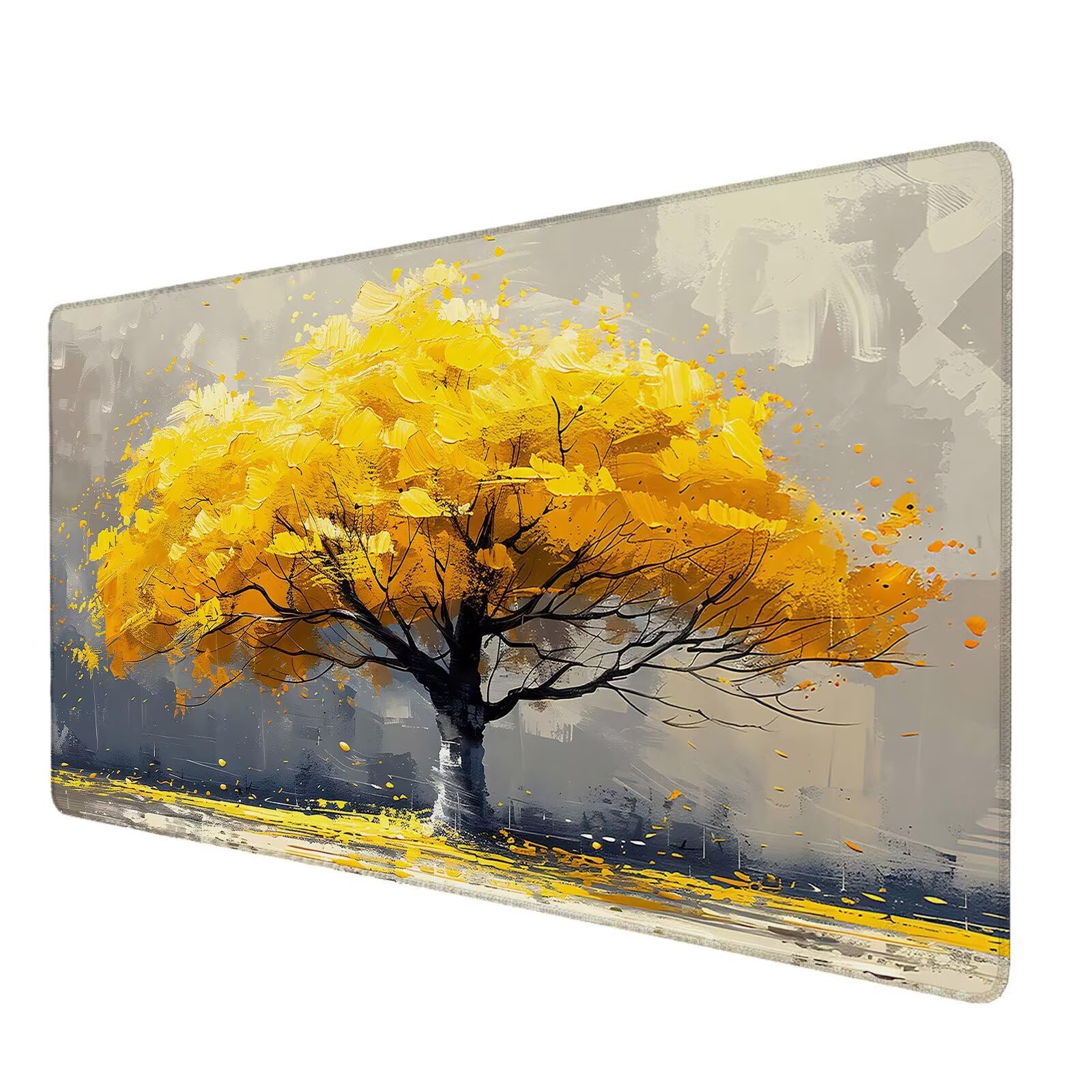 Alfombrilla Ratón Gaming, 1500x600x4 mm Alfombrilla Ratón XXL Oro, Impermeable Alfombrilla Escritorio con Tela de Micro Tejido Superior, Base Antideslizante, Mouse Pad Grande para Juegos (Árbol) F-2