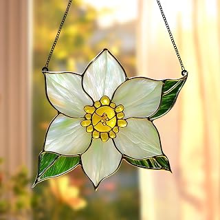 Narcissus December Birth Month Flower Acrylic Suncatcher, Flower Suncatchers for Window Hangings, Stained Glass Effect Garden Decor, Gift for Mother's Day, Mom, Grandma, Wife, Women