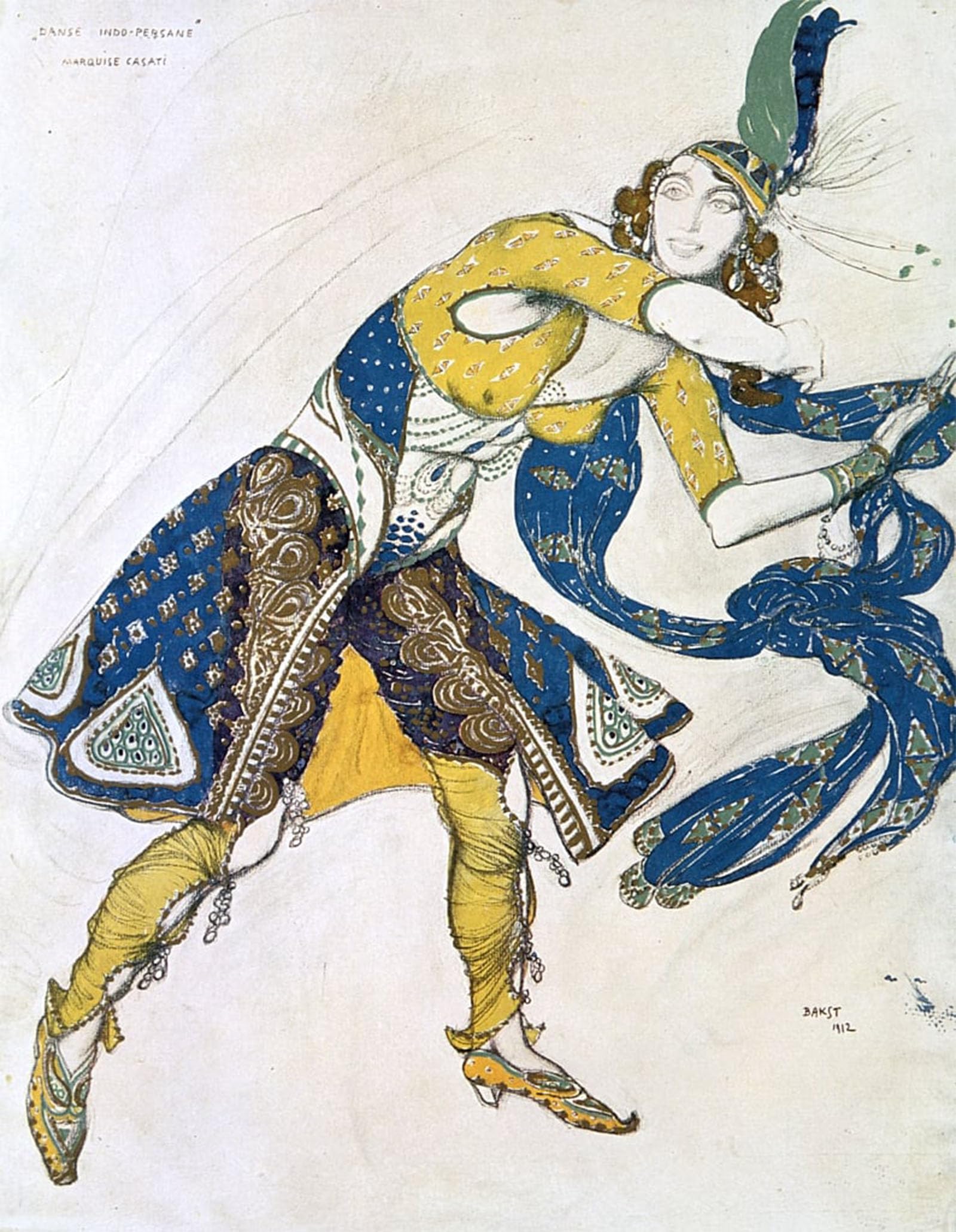 POSTERIIk Vintage Art Print Images Pictures Print Indian Dance the Marquise De Casati by Leon Bakst Modern Colour Posters for Office Home Decor 60x90cm