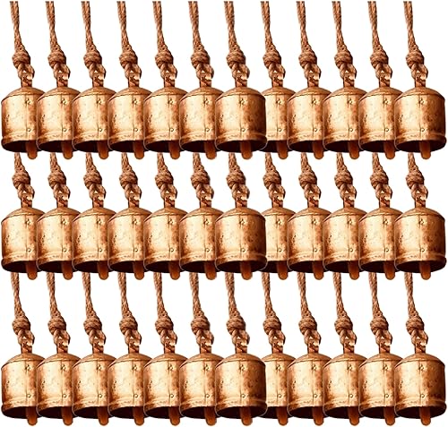 Miniatura 7 de Shabby Chic - Campana vintage con revestimiento de latón estilo campestre campana rústica para colgar en la pared campanas gigantes de vaca con dije