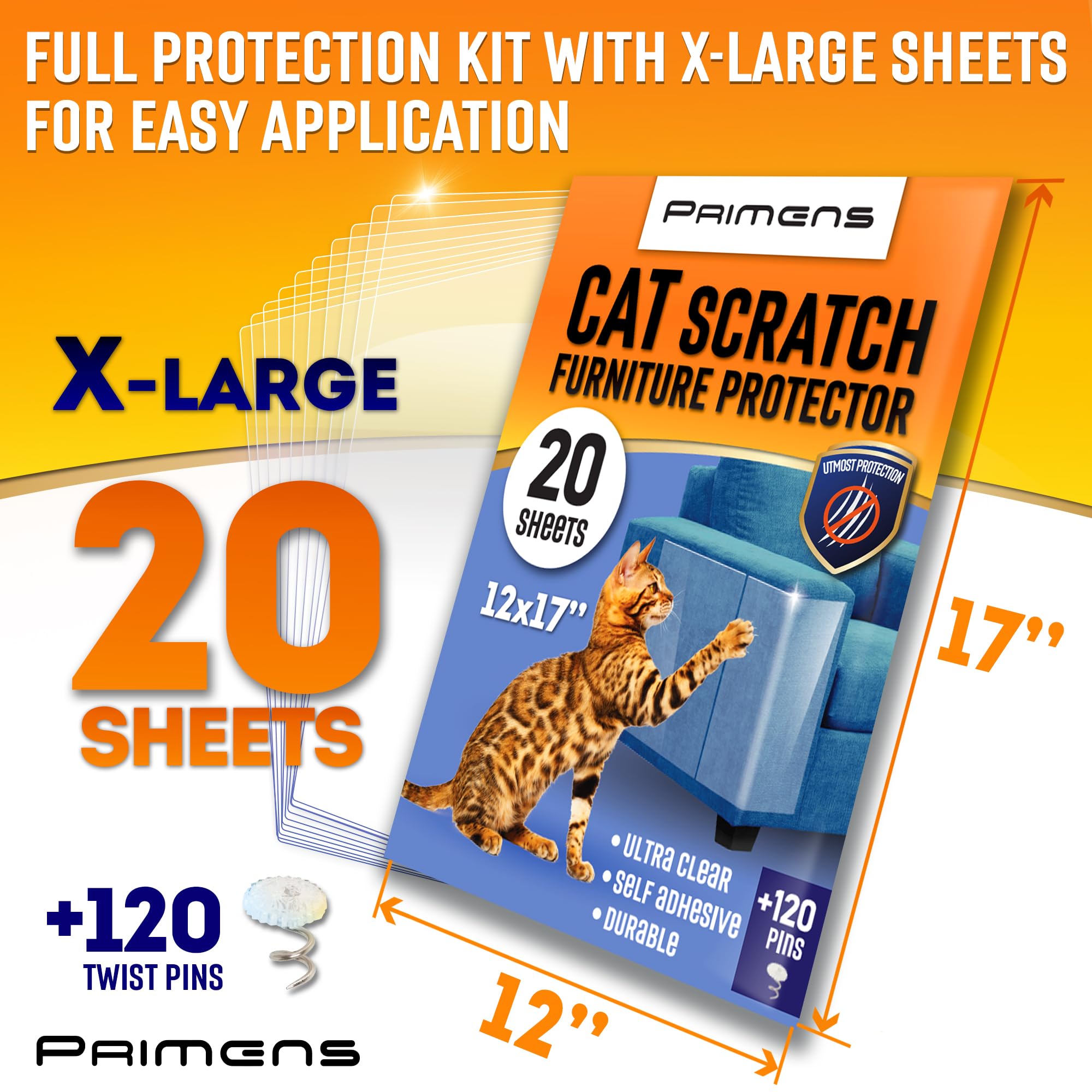 Protectores de Muebles Resistentes para disuasión de arañazos de Gatos para sofá, Puertas, Protectores de sofá Transparentes contra arañazos de Gatos, Protectores de Cinta antiarañazos, 20 Hojas