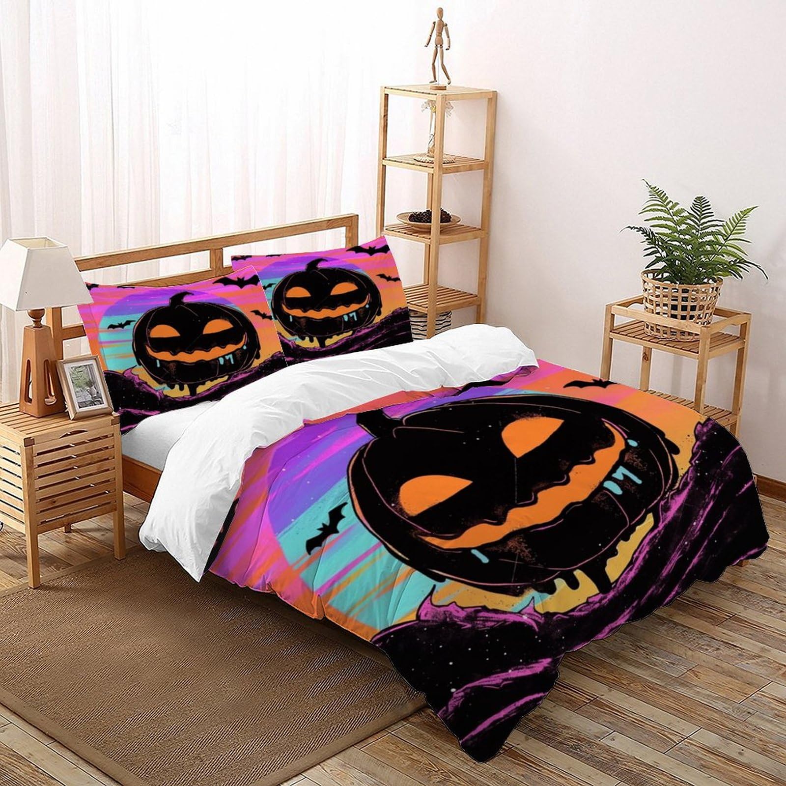 Housse de couette citrouille 200x200 microfibre facile à laver