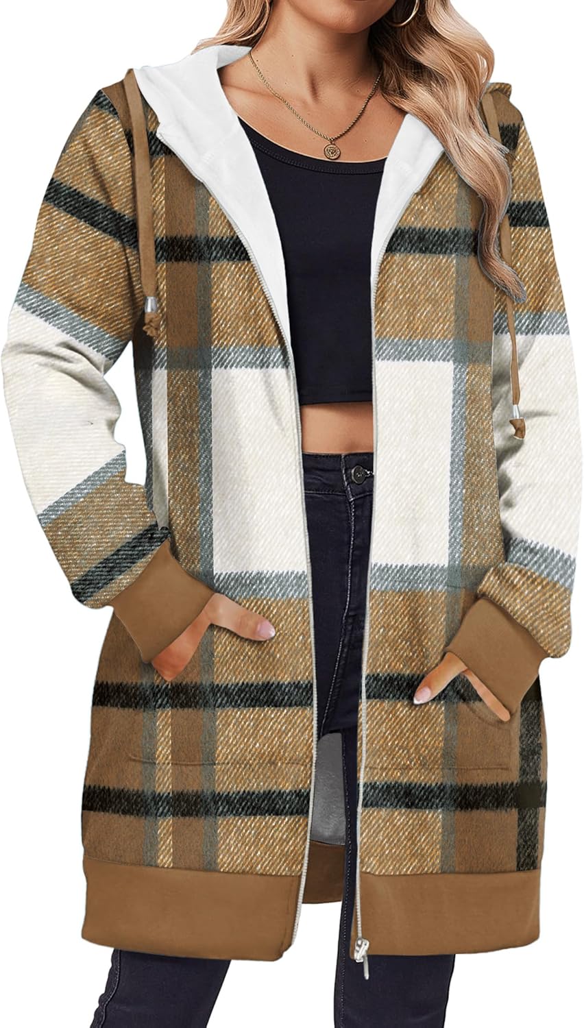 Zeagoo Women's Zip Up Hoodies Long Tunic Sweatshirts Oversized Fleece Casual Long Sleeve 2026 Fall Hoodie Jacket Coat