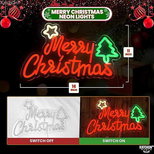 Miniatura 2 de KatchOn, Letrero luminoso de Navidad  grande, 17 x 11 pulgadas  Letrero de luz de neón rojo de Navidad  Letrero de Navidad iluminado para