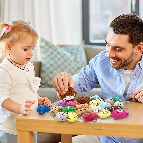 Miniatura 3 de XIPEGPA Juego de 46 juguetes de peluche de animales pequeños, llavero de juguete de peluche para recuerdos de fiesta, llavero adorno para bolsa de