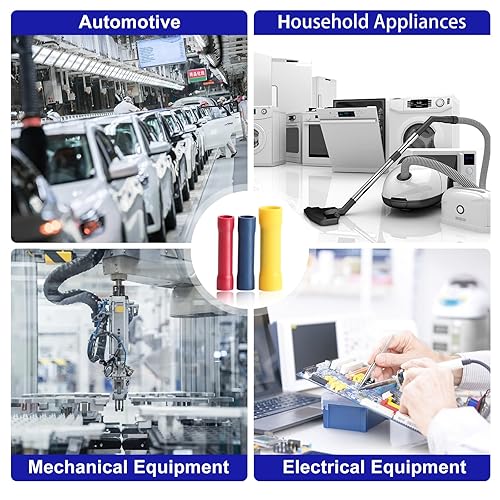 Miniatura 4 de ELECFUN 400 conectores de crimpado de empalme a tope surtidos 10-22AWG, terminales de cable recto eléctrico aislado
