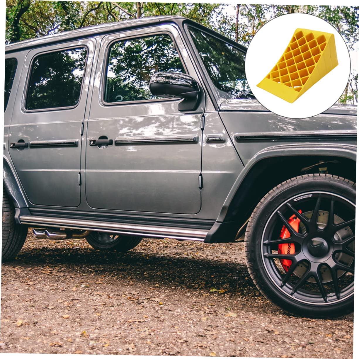 LIFKOME 1pc Portable Shaped Tire Support Pad Solid Non- Wheel Chock for Cars Motorbikes and Trailers High Temperature and