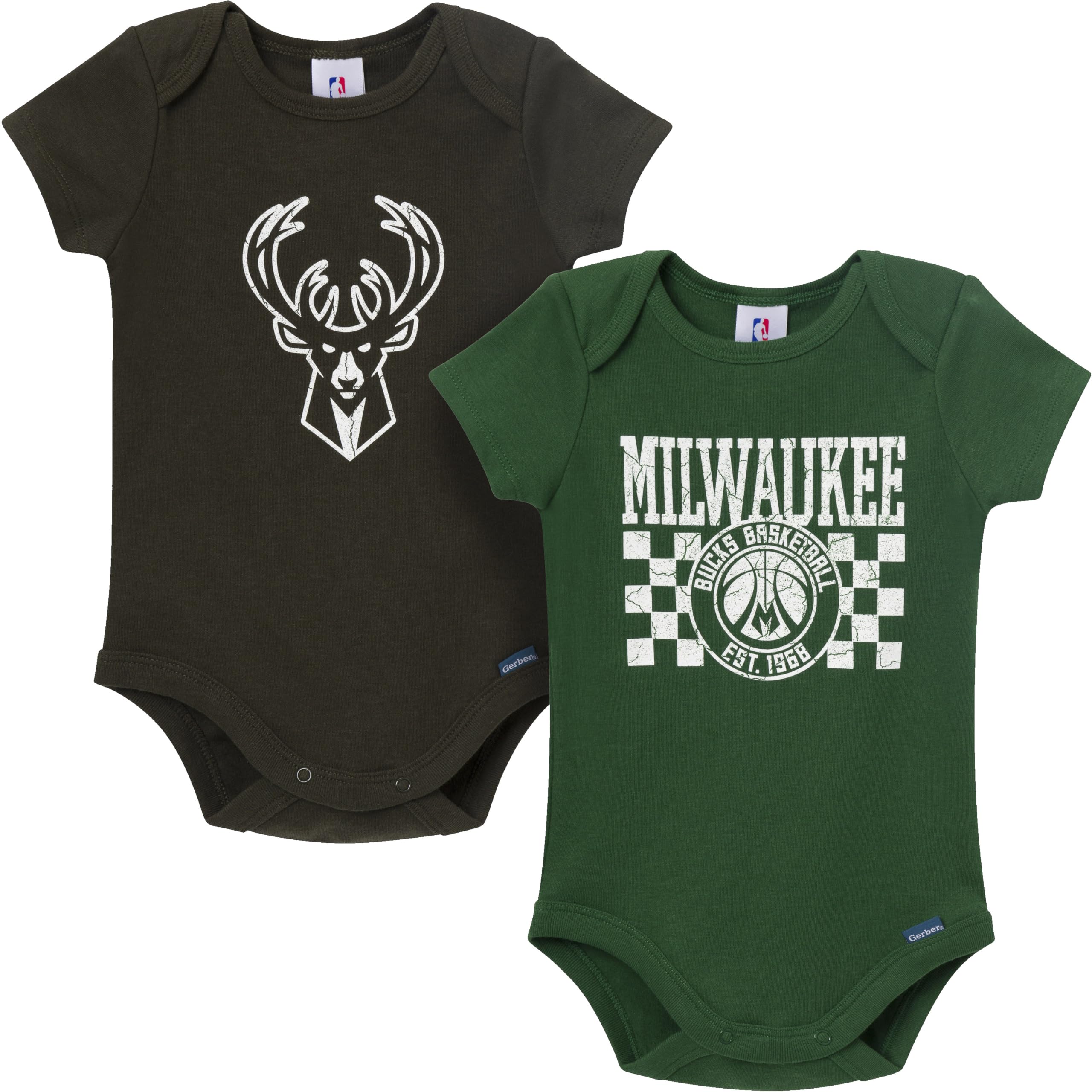 Gerber Baby NBA Boys &amp; Girls 2-Pack Short Sleeve Onesie Bodysuits