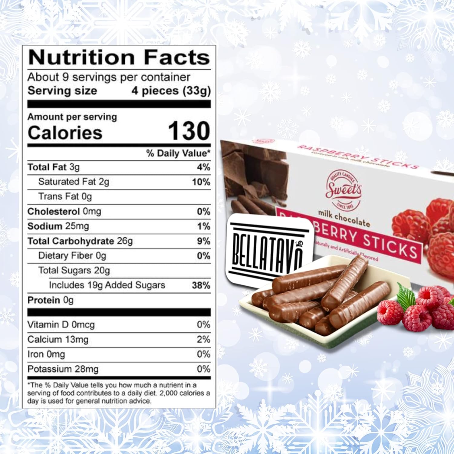 Raspberry Chocolate Sticks. Includes Two Boxes of Sweets Milk Sticks and a BELLATAVO Fridge Magnet! Approximately 70 Jelly Centers Covered in Chocolate! 2 Count