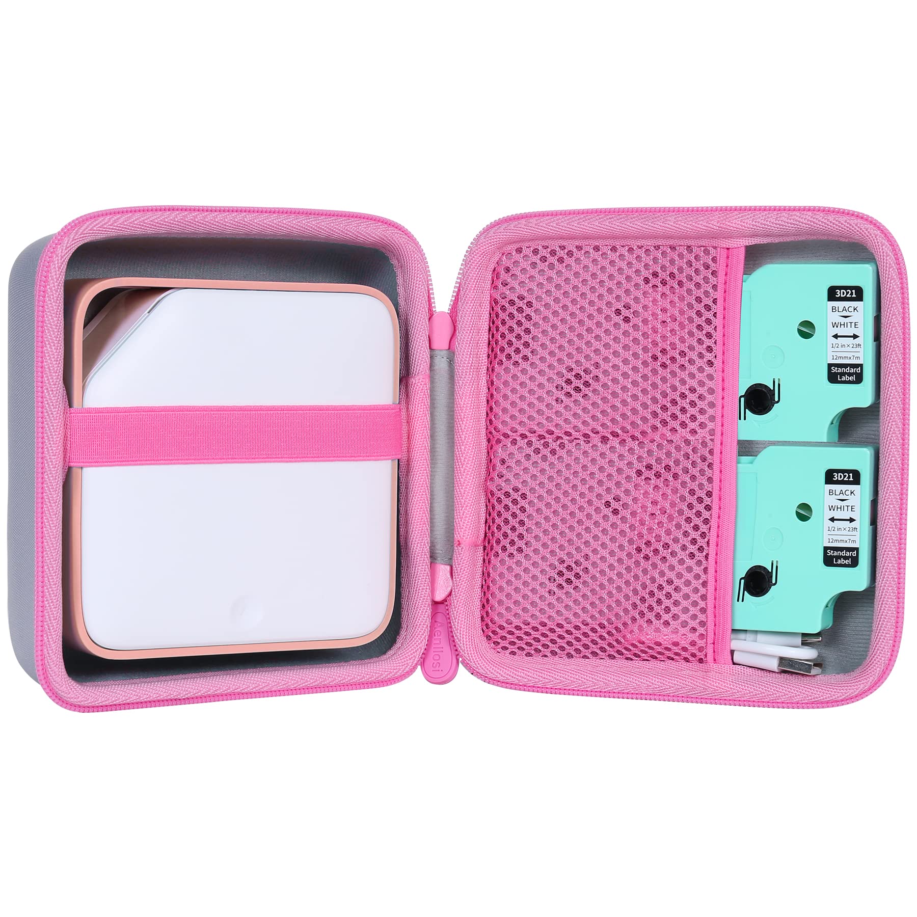 Aenllosi Hard Carrying Case — Compatible with Vixic D1600 Rechargeable Label Printer (Pink, for Vixic D1600)