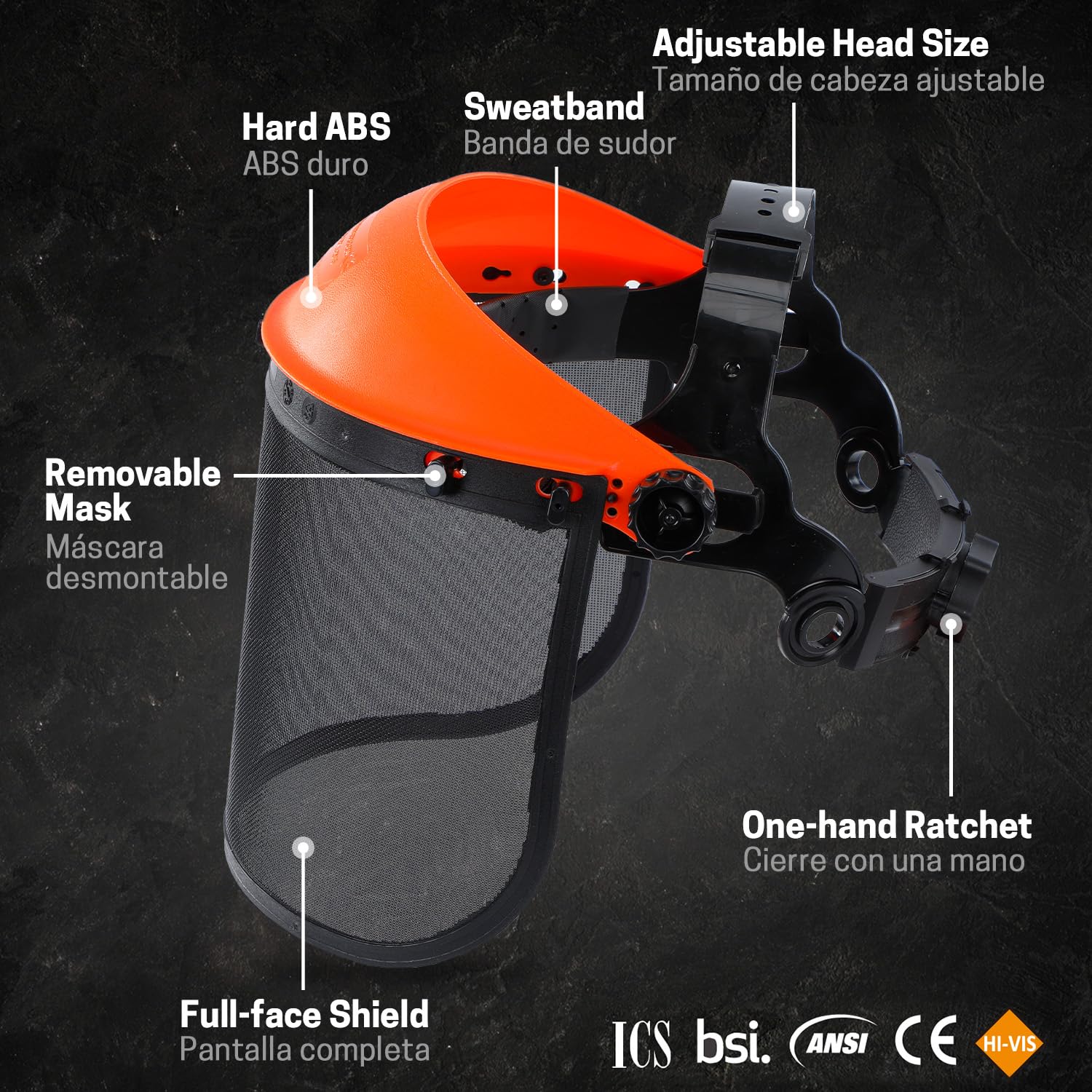 YARDMARIS Chainsaw Face Shield, Forestry Safety Helmet with Full Face Mesh Visor, Adjustable Headband, Good Ventilation - Image 2