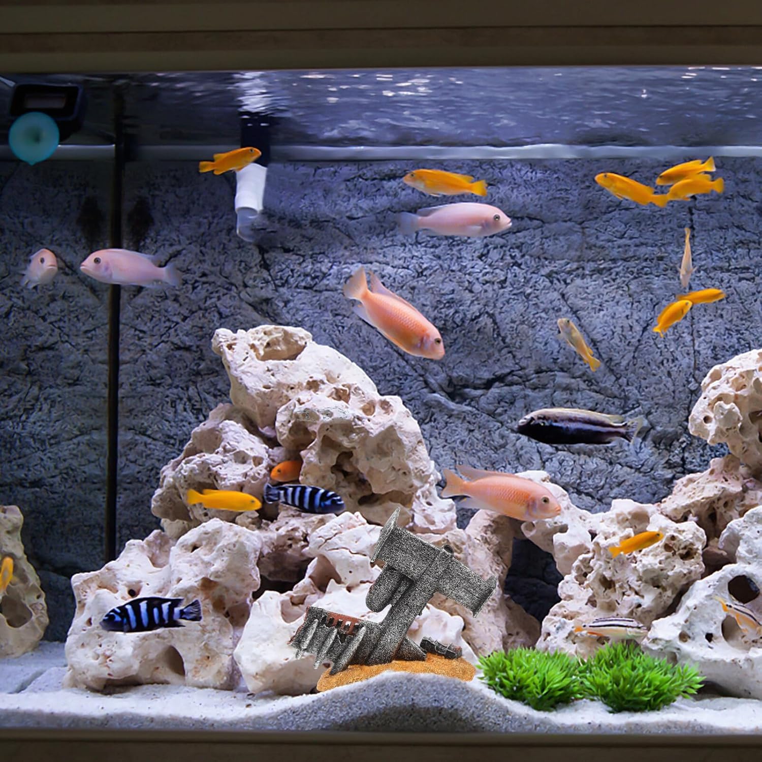 Decoración de Acuario con restos de avión de Combate: Adornos de Resina for pecera, Cueva, escondite, camarones, decoración paisajística/2946