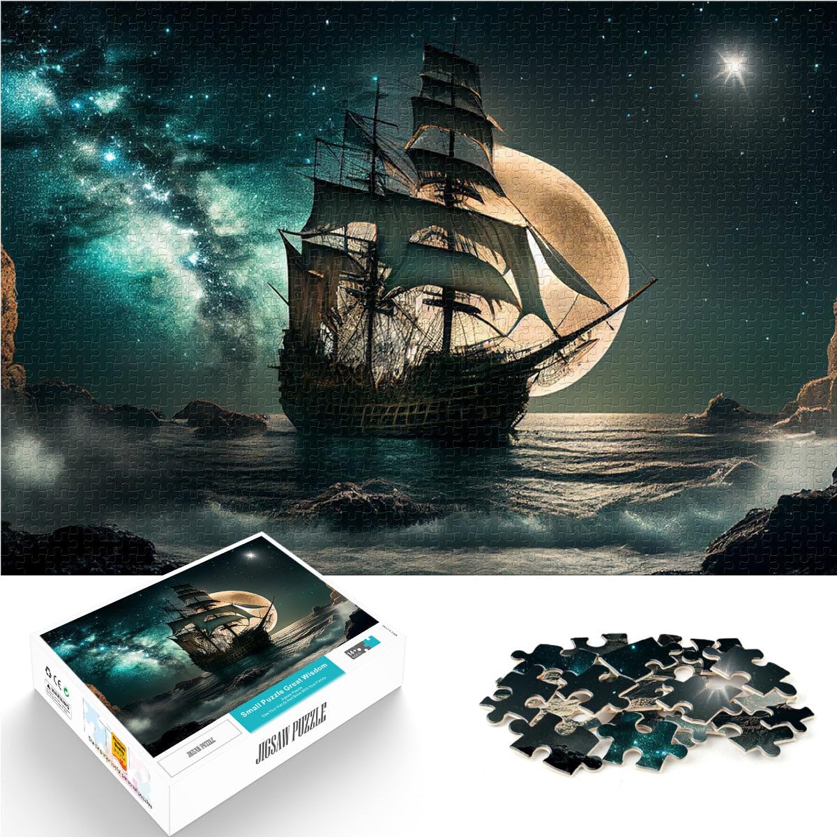 Puzzle da 2000 pezzi per adolescenti Nave pirata Giocattoli educativi per l'apprendimento Giochi per famiglie Decorazione della casa 70x100cm