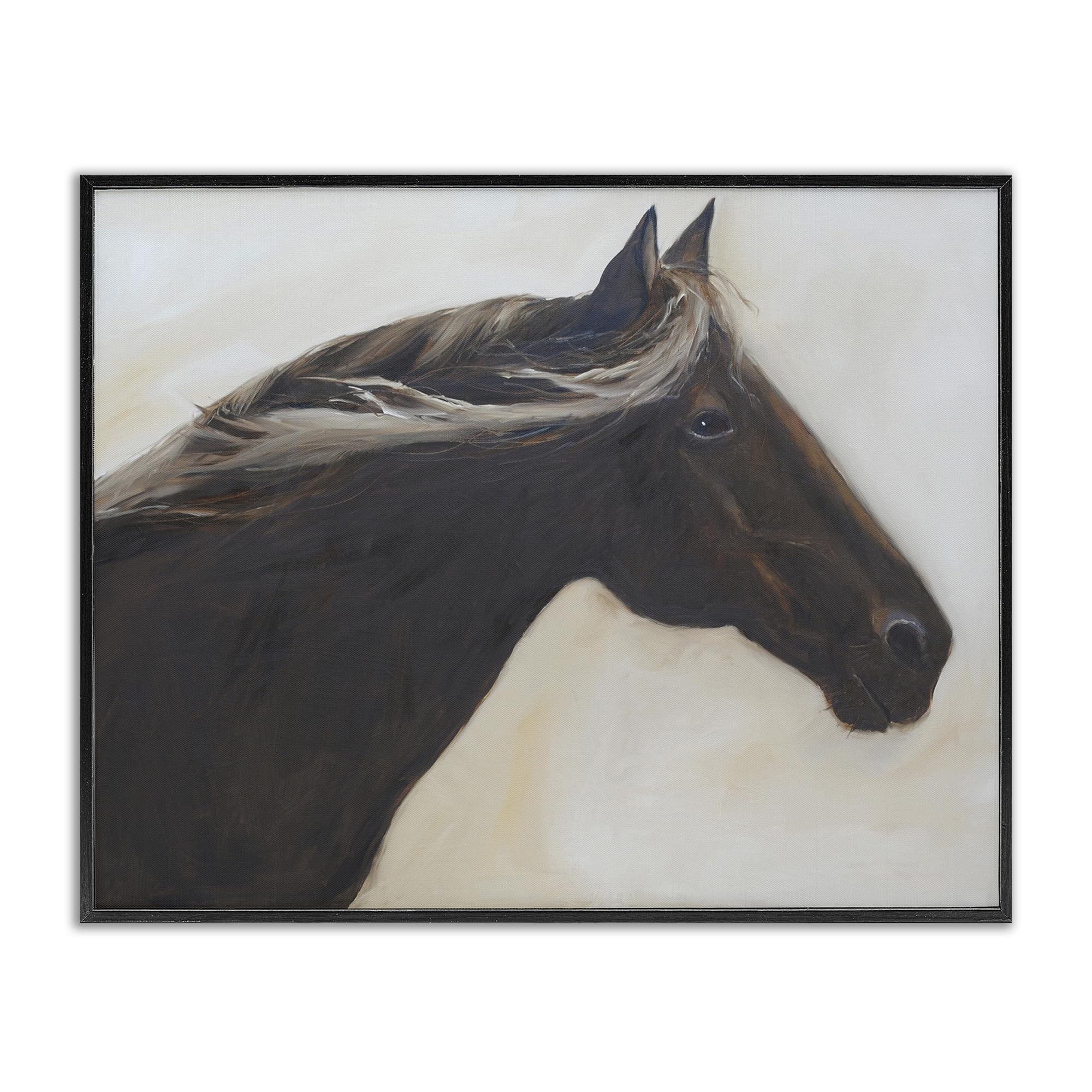 Stupell Industries Midnight Black (Textured) 'The Mare In Profile'| Framed Giclee Art