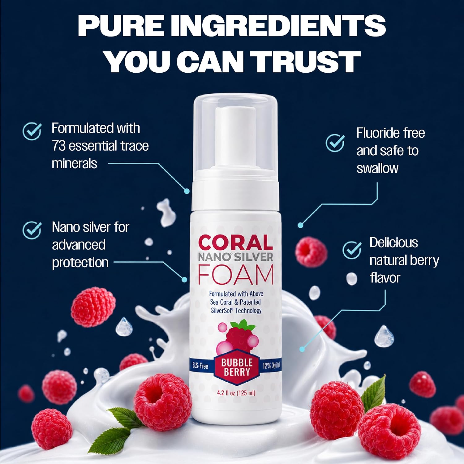 Kids Bubble Berry Fluoride Free Foaming Toothpaste – Coral Calcium, Xylitol & Nano Silver Natural Foam Toothpaste for Kids 6+, SLS & Glycerin Free, Gentle Daily Oral Care, Made in USA, 4 oz image 4