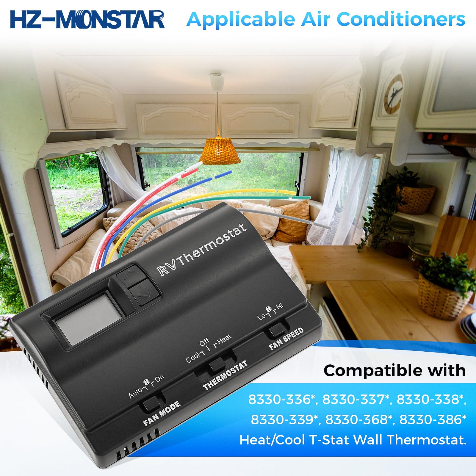 83303862 - Termostato digital de repuesto para termostato de pared T-Stat de calor/frío compatible con termostato Coleman Mach 83303362, ajuste de temperatura de 36.7 °C a 0.6 °C, color