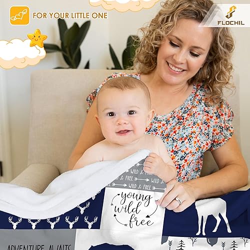 Miniatura 54 de FLOCHIL Personalized Baby Blankets, Custom Baby Blanket - Baby Blanket with Name for Boys, Best Gift for Newborn Elephants Flush Fleece (30x40)