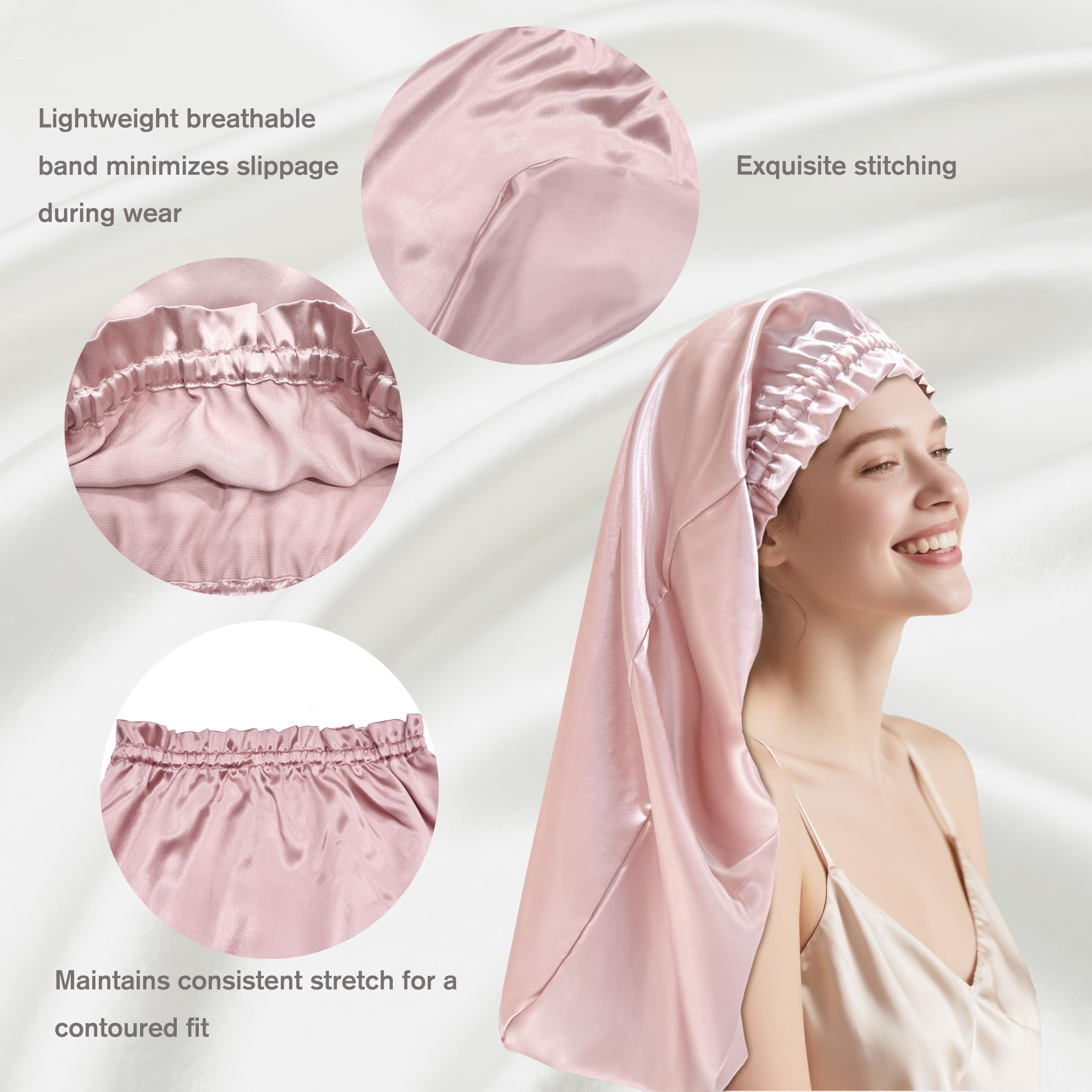 townssilk Silk Bonnet for Sleeping 100% 22 Momme Mulberry Silk for Women Luxurious Breathable Fits Secure Overnight & Pressure Free - Image 3