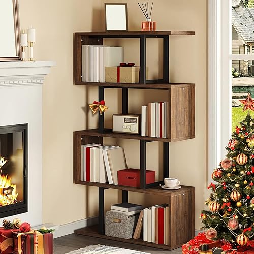 YITAHOME Estantería de 5 niveles, estantería y estantería en forma de S, estantería industrial independiente multifuncional decorativa para sala de