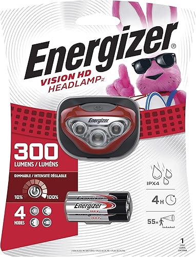 Eveready HDB32ECT Vision HD Head Light, rojo, blanco, 4 por caja