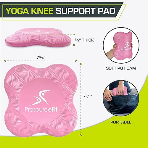 Miniatura 7 de ProsourceFit Juego de 2 rodilleras antideslizantes para yoga, pilates, meditación y estiramiento, accesorios de yoga para soporte de rodilla para