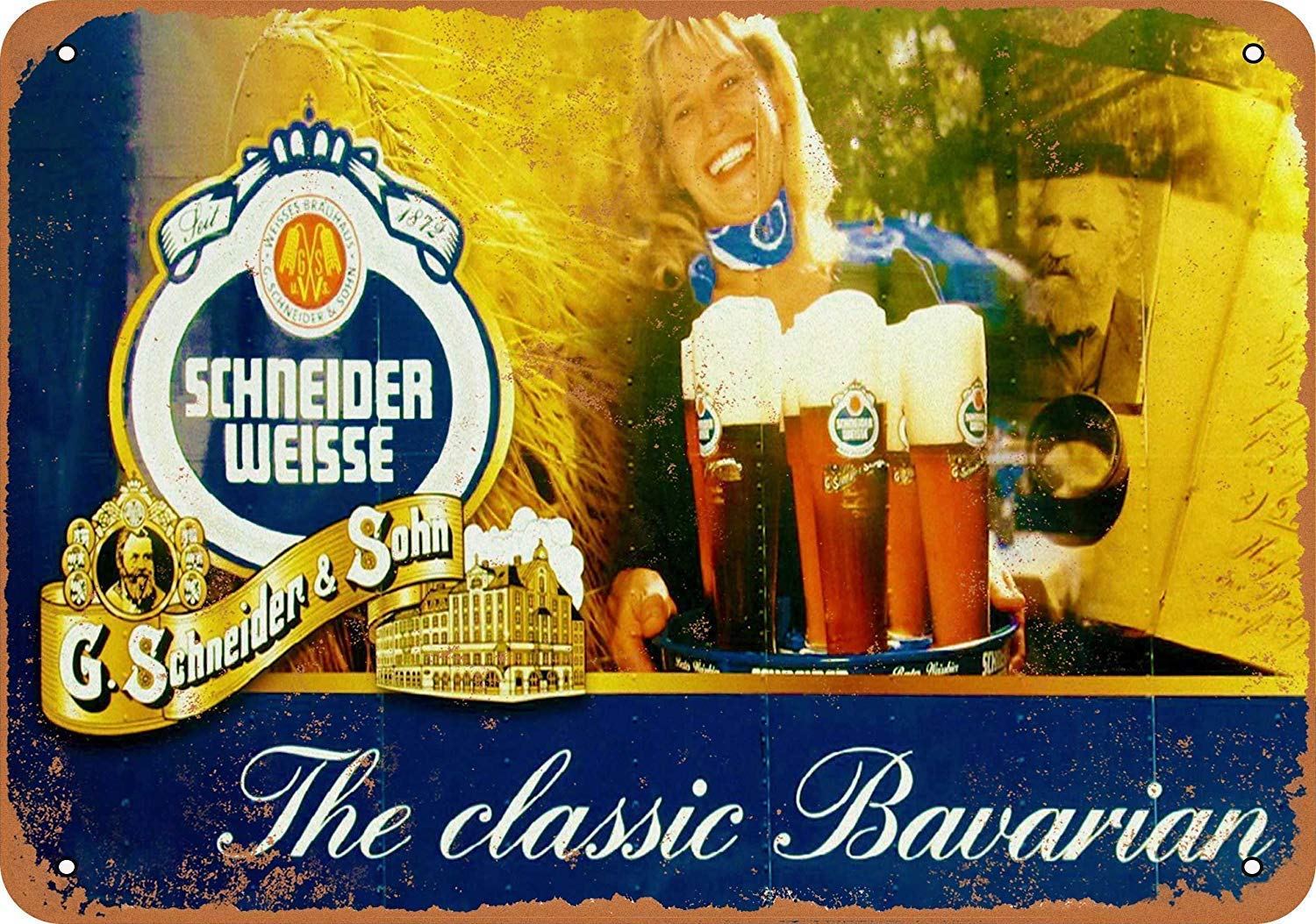 Unoopler Metal Signs Schneider Weisse Beer Warning Sign | Indoor/Outdoor | 8 x 12 inch Tin Sign Vintage Look