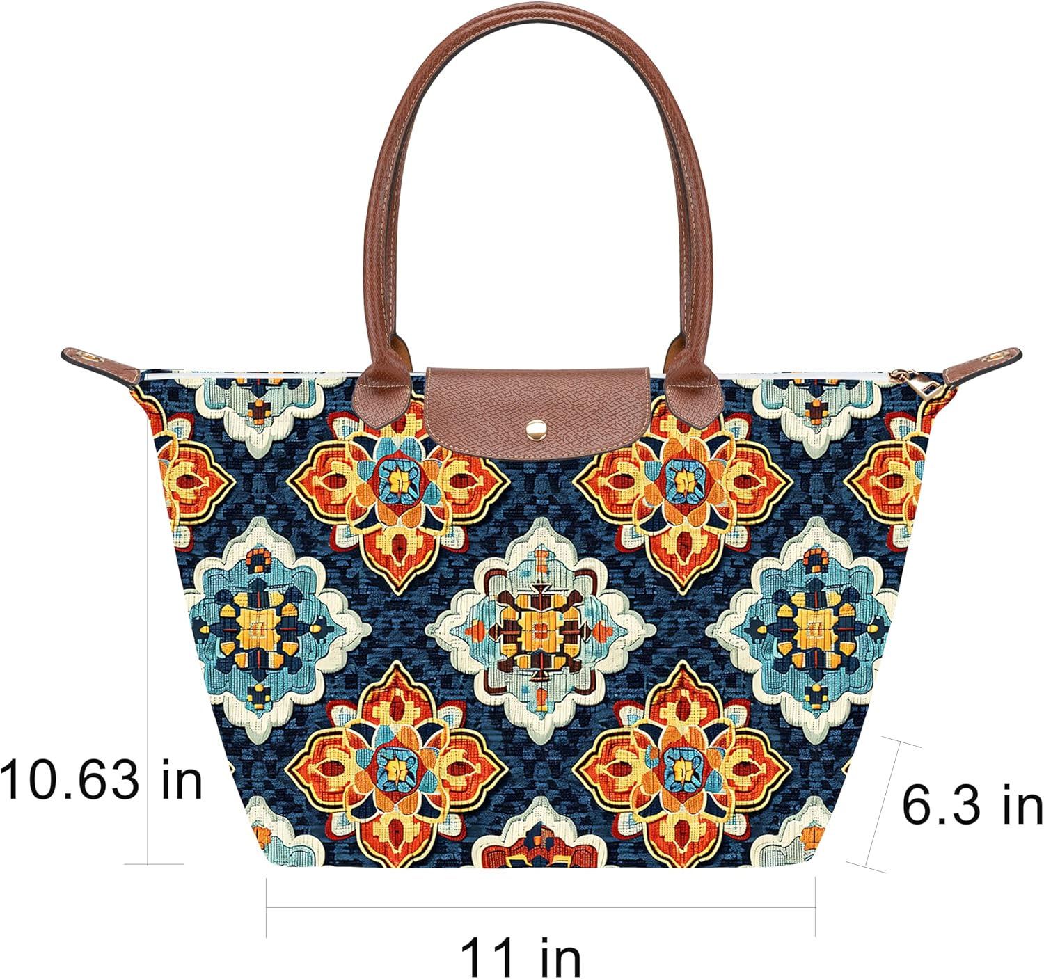 Medium Foldable Tote Bag with Zipper for Women, Fashion Canvas Bag - Image 5