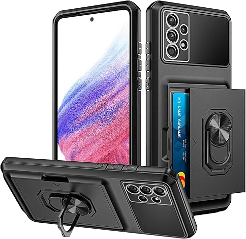 Vofolen Funda para Samsung Galaxy A53, cartera para tarjetas de crédito, ranura para identificación, puerta corrediza, bolsillo oculto con soporte