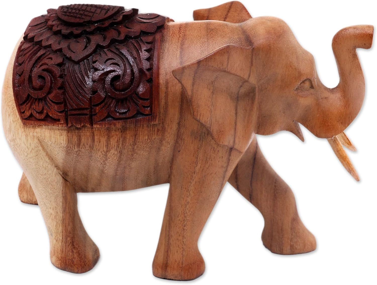 NOVICA Elephant On Parade Wood Statuette