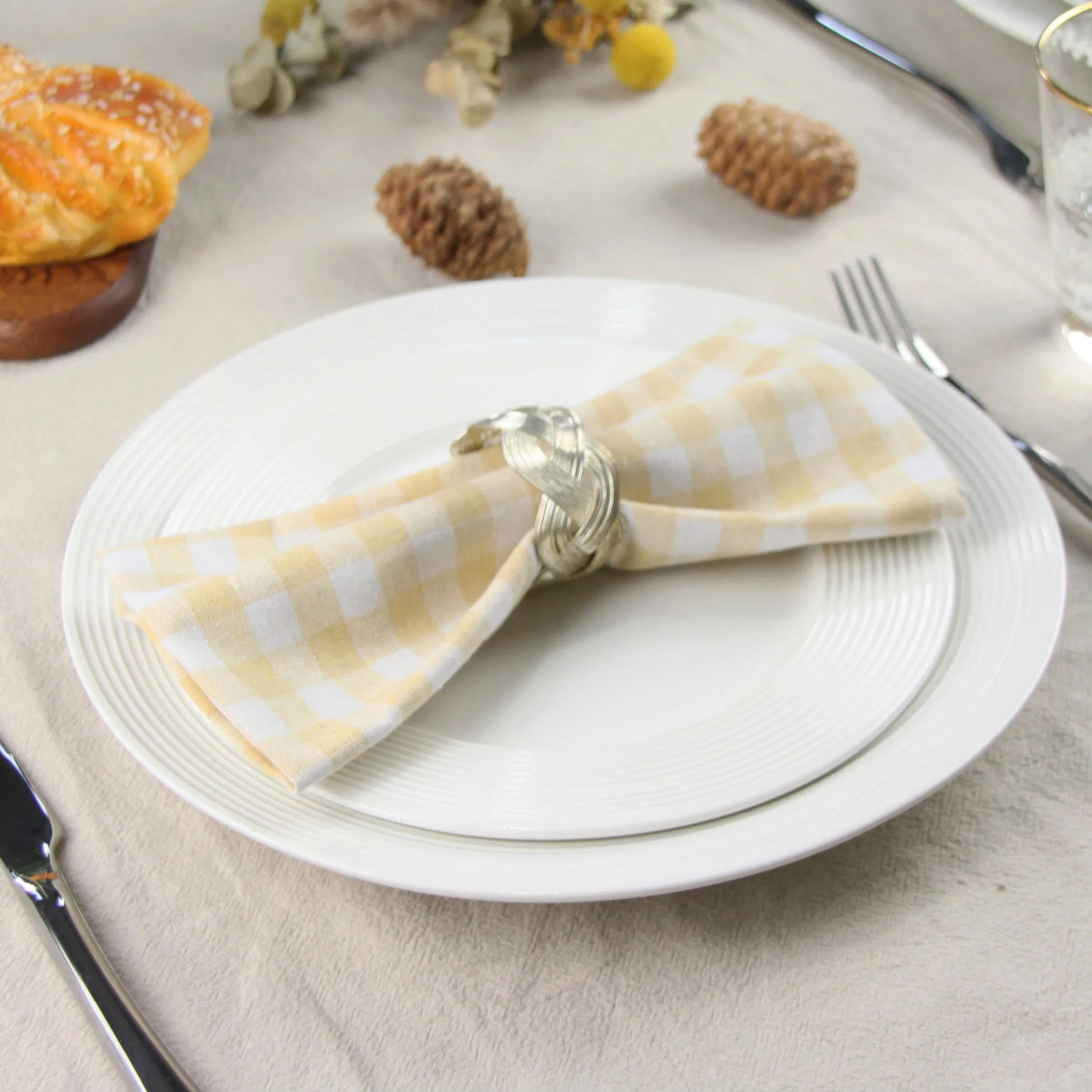 ANEIDA 20/40/60 pièces 45 * 45cm 18 * 18 Pouces café Bleu Buffle Serviettes en Tissu à Carreaux pour Le dîner de noël Cuisine Table napperon Tapis torchons