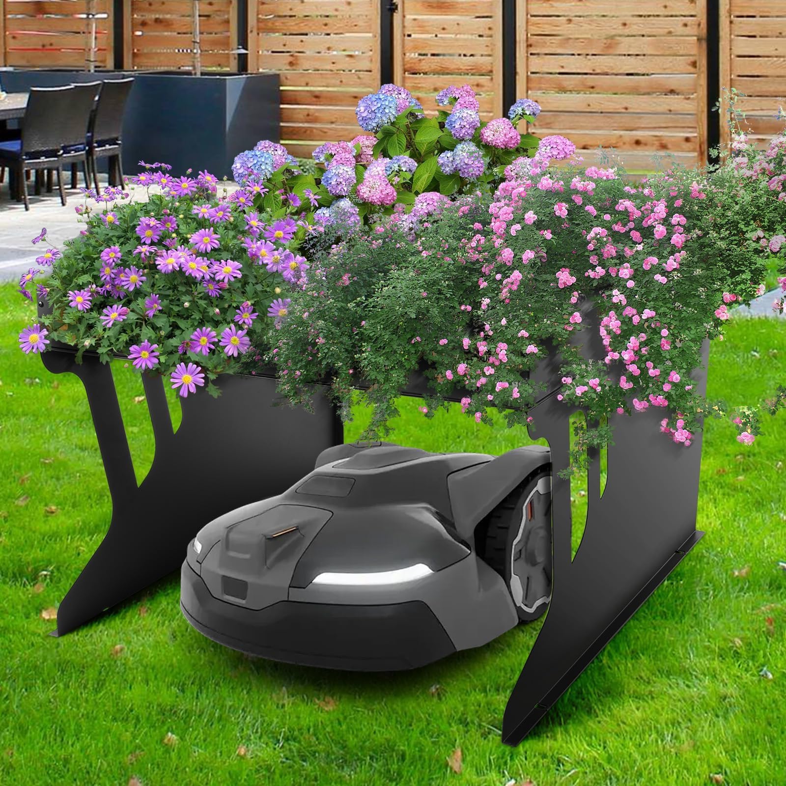 Garaje para robot cortacésped, robot cortacésped, garaje de acero, 80 x 66 x 48 cm (LXBXH), toldo de jardín, techo para robot cortacésped, protección contra el sol y la lluvia, garaje para robot
