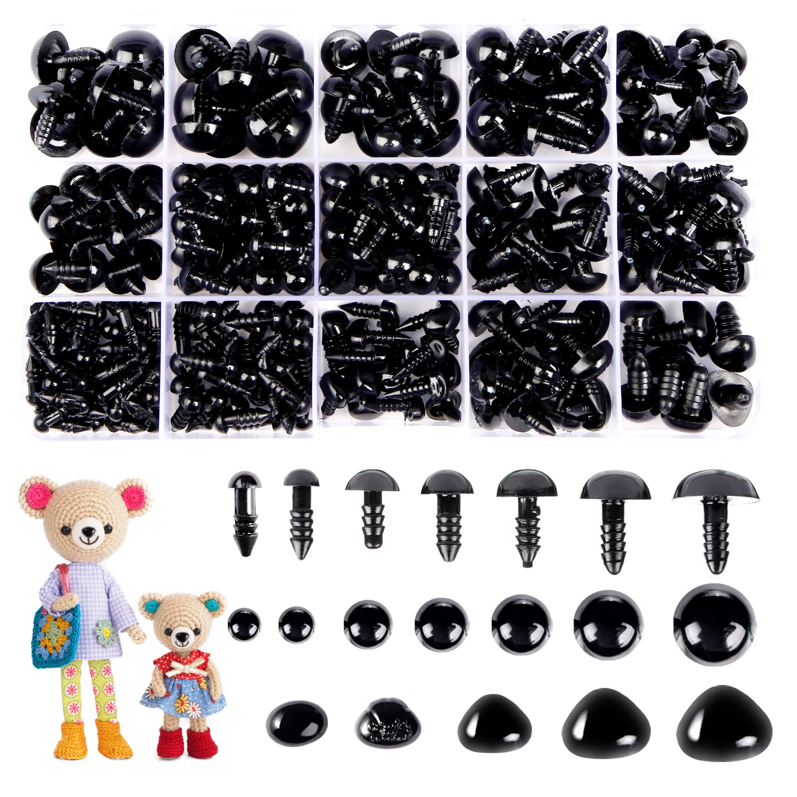 Buy 536Pcs Safety Eyes and Noses for Amigurumi 514mm Plastic Safety Eyes Crochet Eyes and Noses