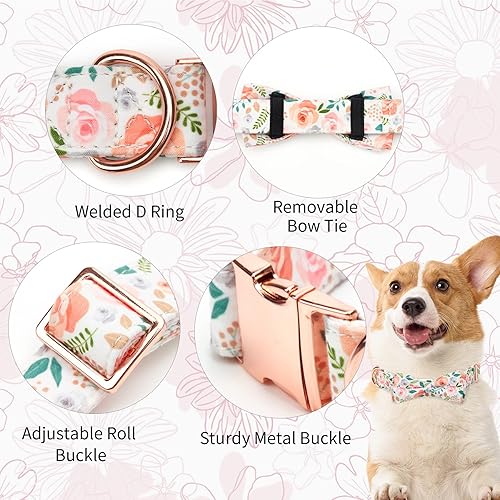 Miniatura 3 de Thankspaw Collar de perro con pajarita ajustable impreso, bonitos patrones, para primavera y verano, collares suaves para mascotas para perros