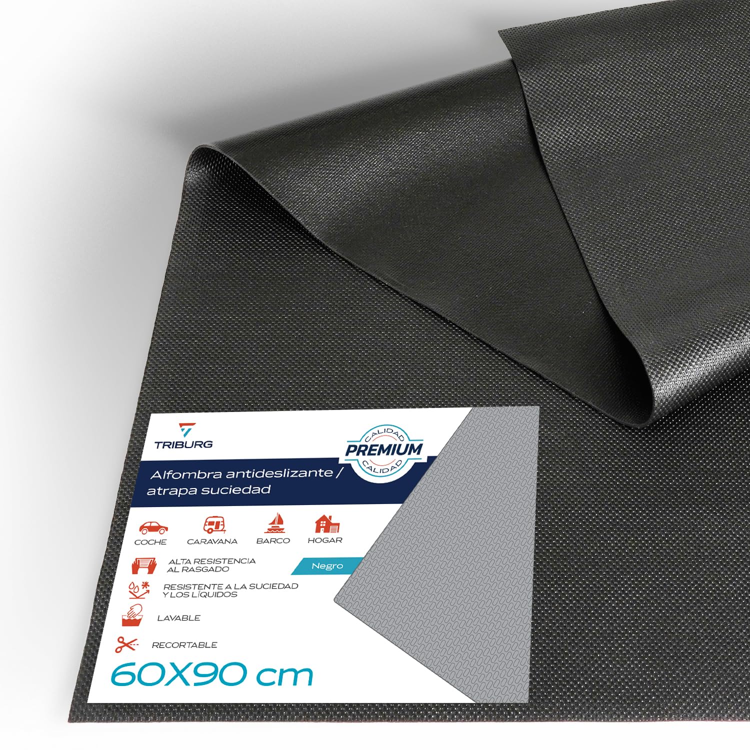 TRIBURG Alfombrilla Universal 60x90cm Recortable e Impermeable - Para Maletero y Cajones de Coche