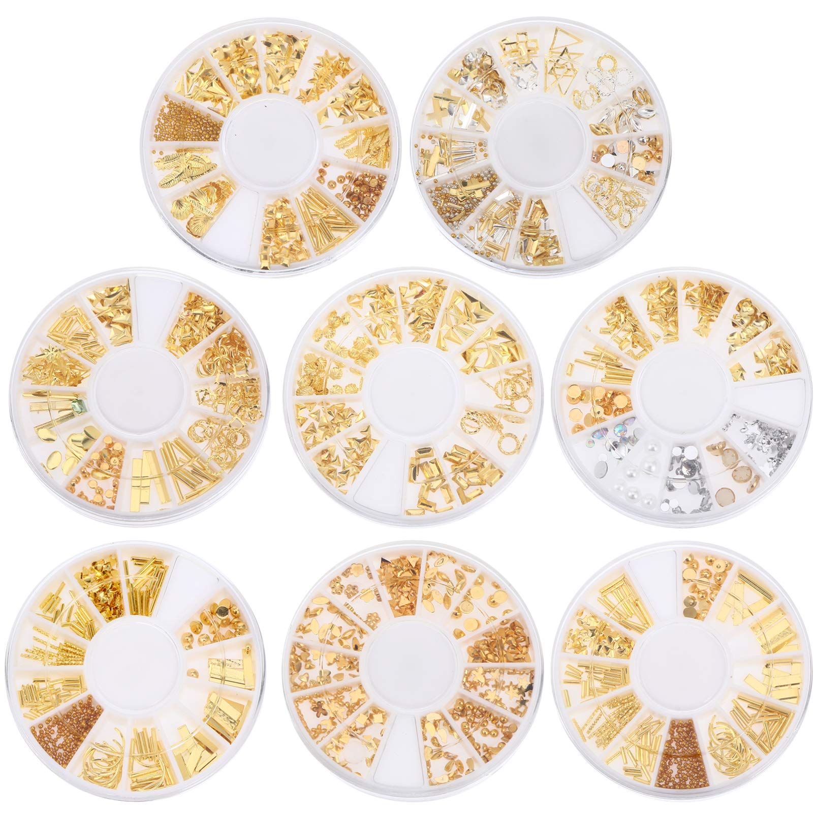 Gogogmee Diy Accessories for Nail 8 Boxes Rivet Nail Decor Manicure Jewelry for Women