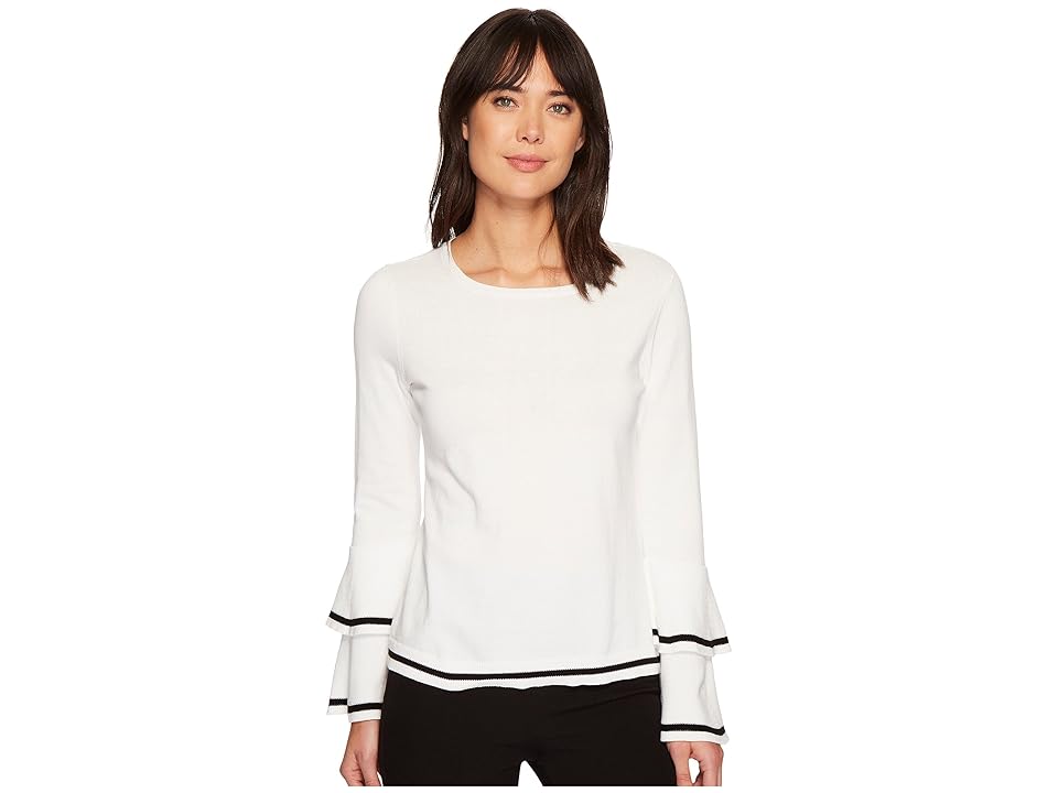 

CeCe Tiered Bell Sleeve Pullover Sweater (New Ivory) Women's Sweater