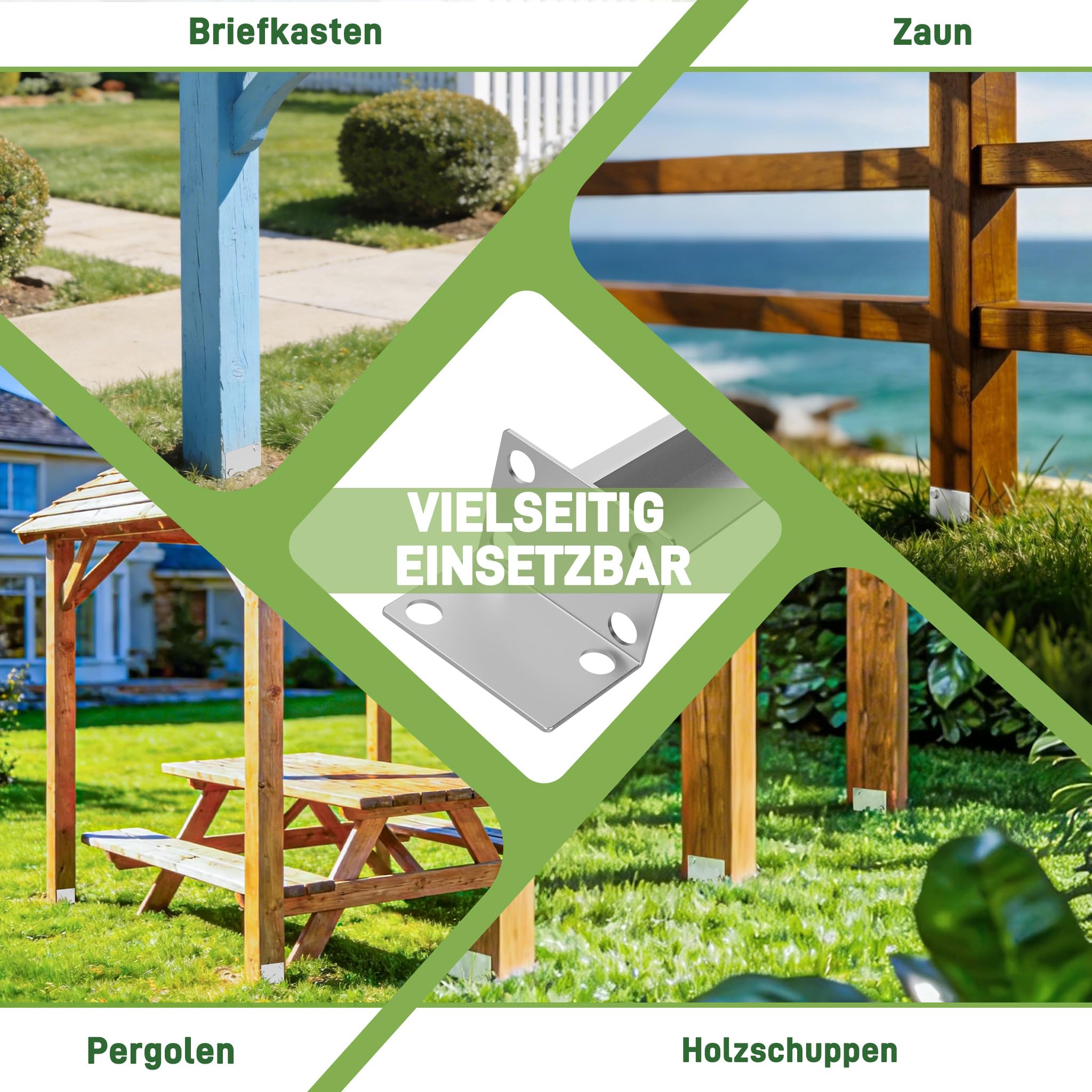 Froadp Bodenhülse Einschlaghülse L-Form 70cm Feuerverzinkt 2mm Metall Pfostenträger für Holzpfosten Metallpfosten 8 Stück Silber Bodenanker Erdspieß passend für Zaun Carport Pergola Gartenbau