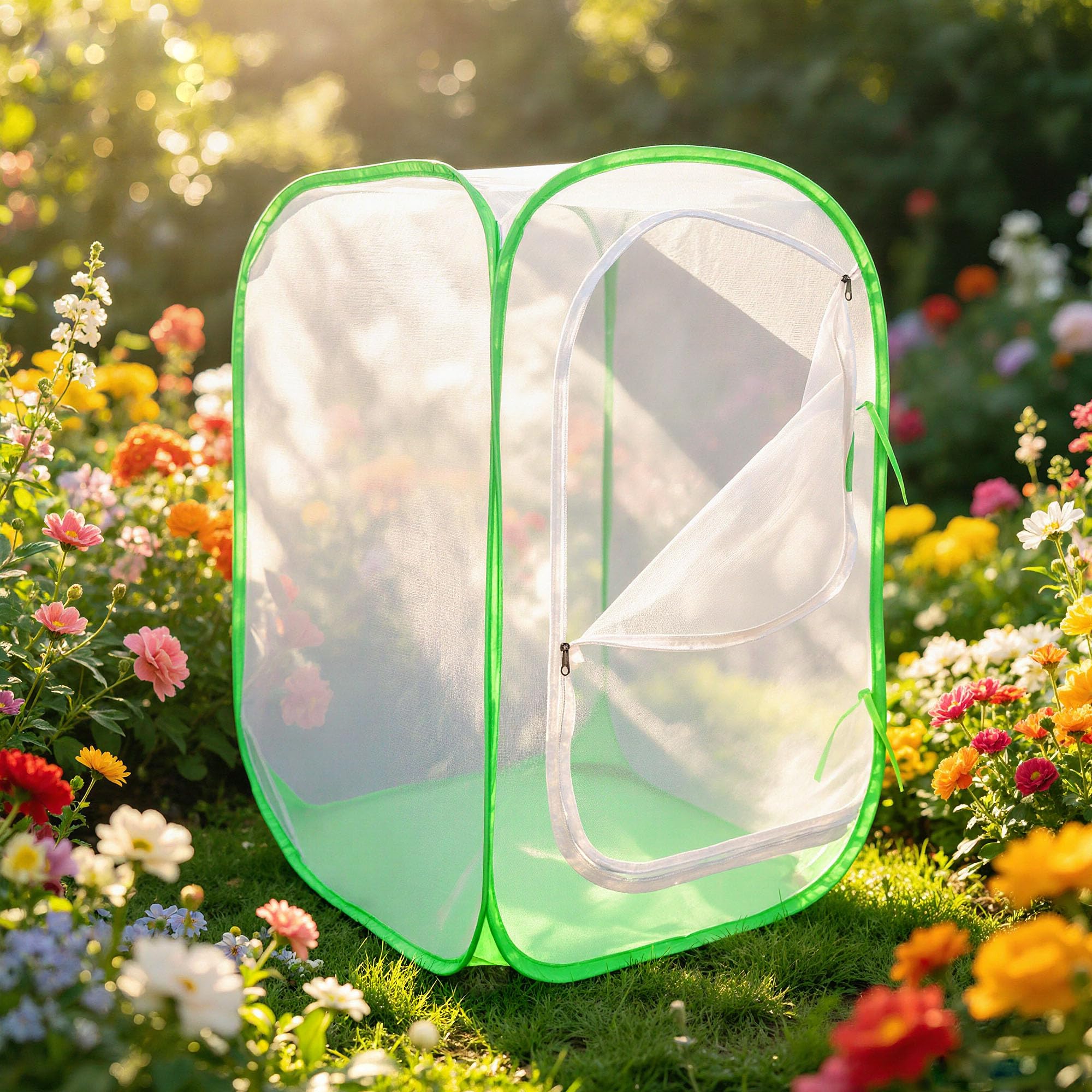 WAAIBYBY 24" Garden Mesh Plant Tent Enclosure, Pop-Up Cage Plant Cover Pest Protection Guard for Fruit, Vegetables, Flowers and Herbs （16" x 16" x 24" /40cm x 40cm x 60cm）