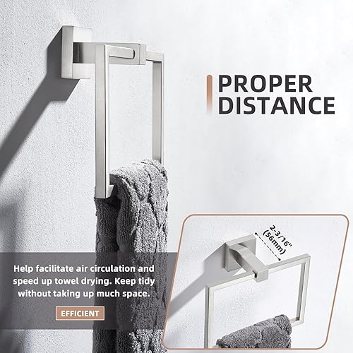 Miniatura 6 de Angle Simple SUS 304 - Toallero cuadrado de acero inoxidable para pared de baño, 7.09 pulgadas