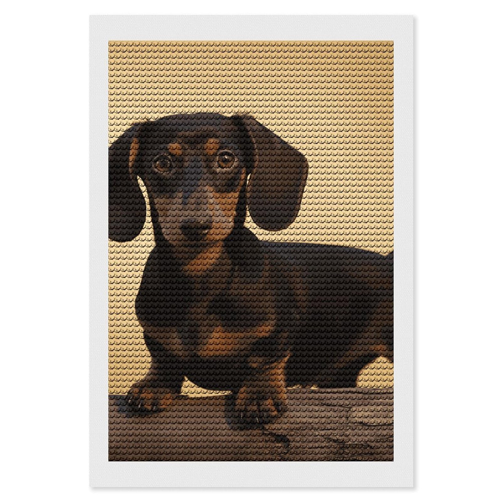 NONHAI Diamond Painting Kits for Adults - DIY Diamond Art Kits for Beginners - Full 5D Paint Drill Diamond Dots Paintings- A Cute Dachshund Diamonds Pictures Gem Art and Craft Wall Decor 8"x12"