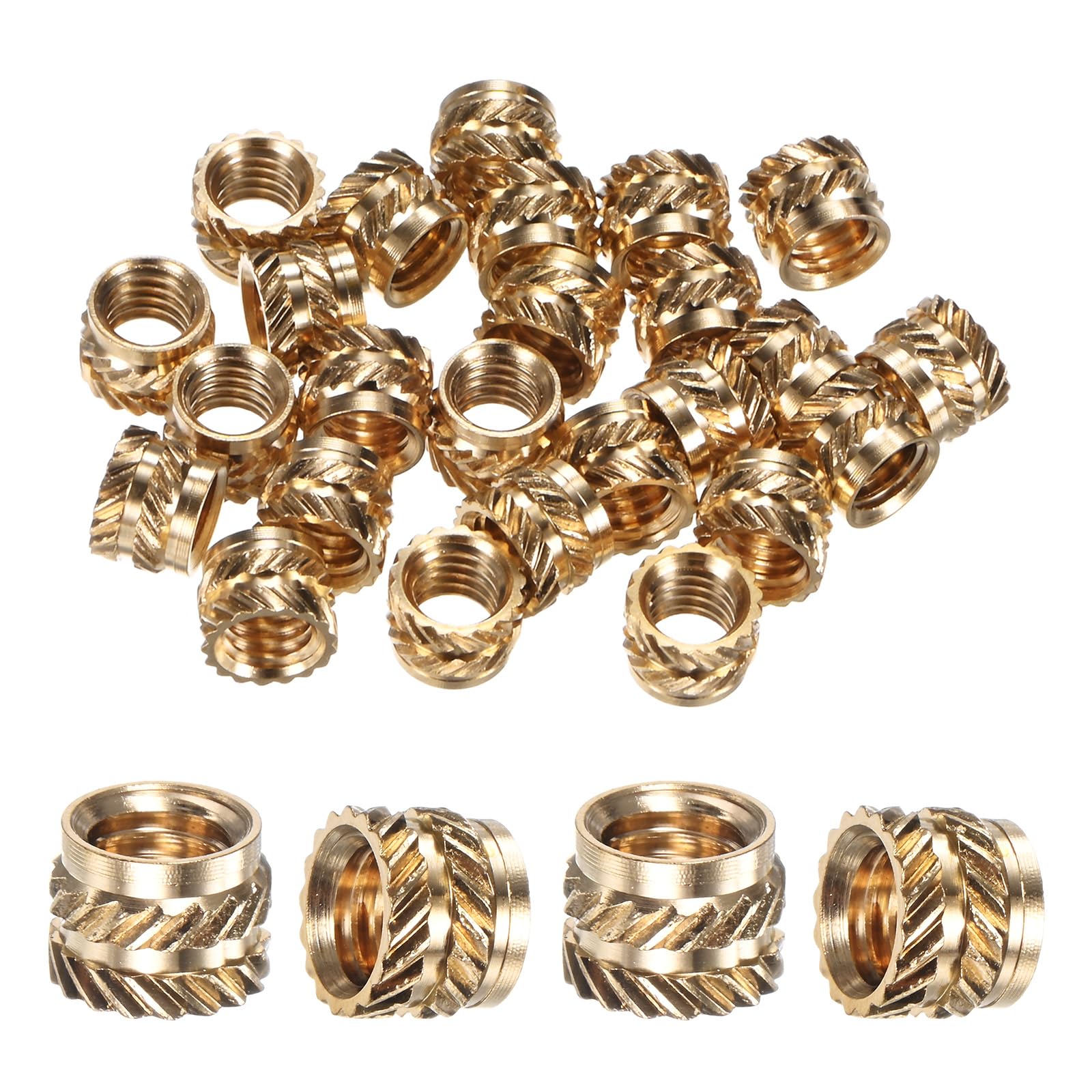 M METERXITY 25-Pack Threaded Inserts, M6 x 6mm L x 8mm OD Brass Heat Set Insert Nuts