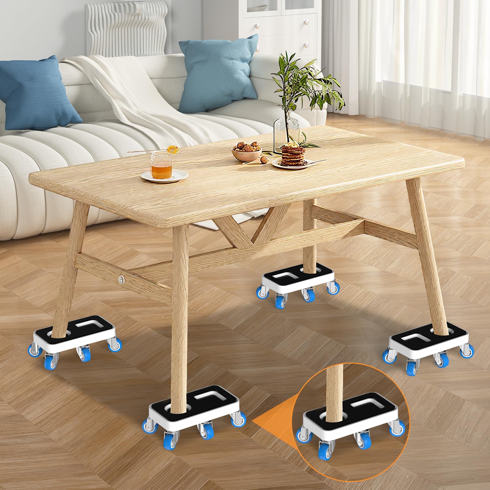 NIUXX Sollevatore Mobili, Set per Spostare Mobili Pesanti con Ruote Girevoli a 360°, Sposta con Facilità, Adatto per Vari Tipi di Mobili (1,5 rettangolare pollici + piede di porco)