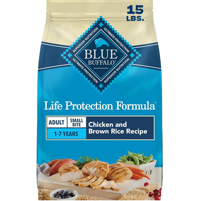 Ração seca para cães adultos de pequeno porte, frango e arroz integral Blue Buffalo Small Bite 6,81 kg