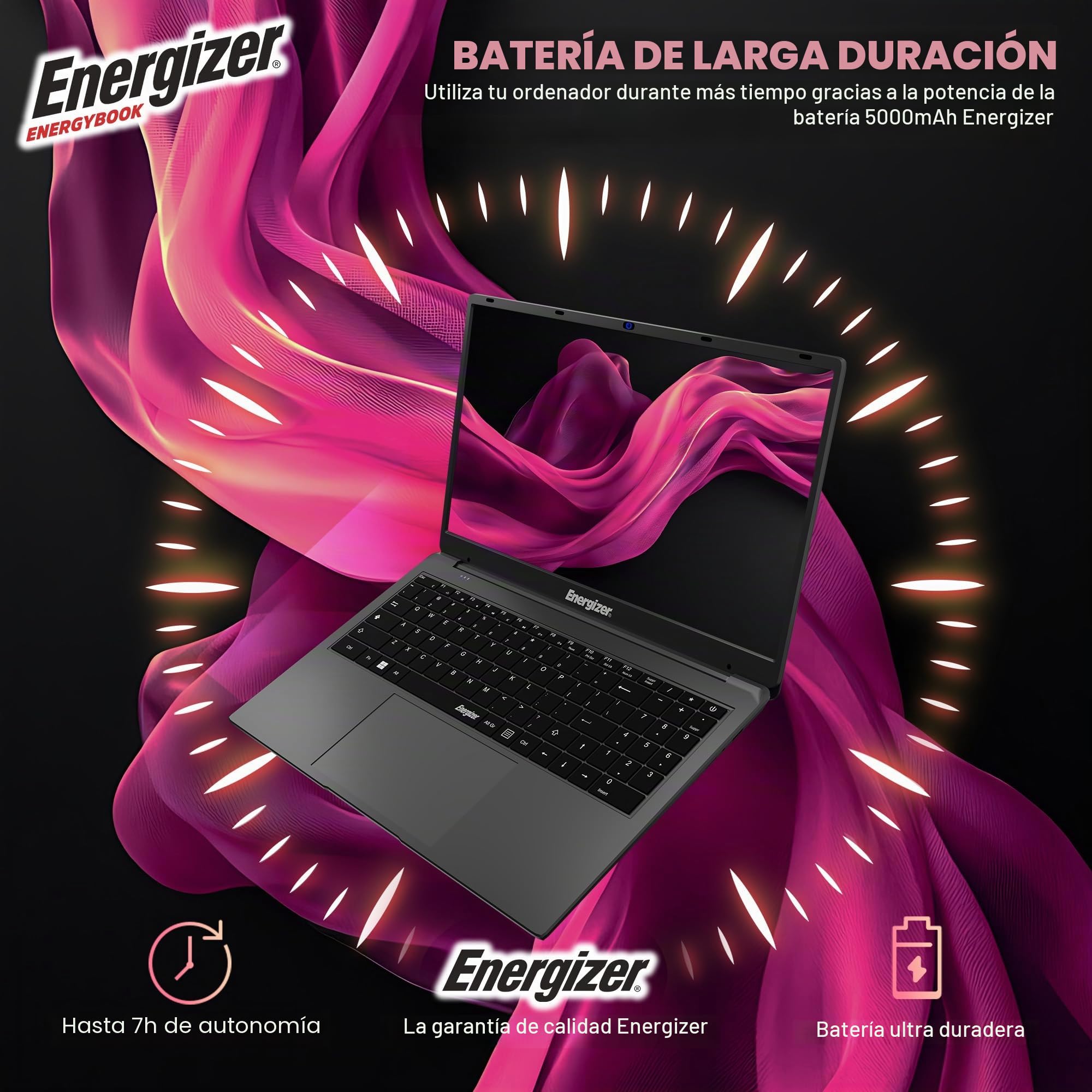 Energizer EnergyBook - Ordenador portátil de 15,6 pulgadas HD+ 8 GB RAM, SSD 256 GB, PC portátil Intel Celeron, UHD Graphics, Windows 11, Laptop Gris, Teclado AZERTY (francés), USB3.0, HDMI