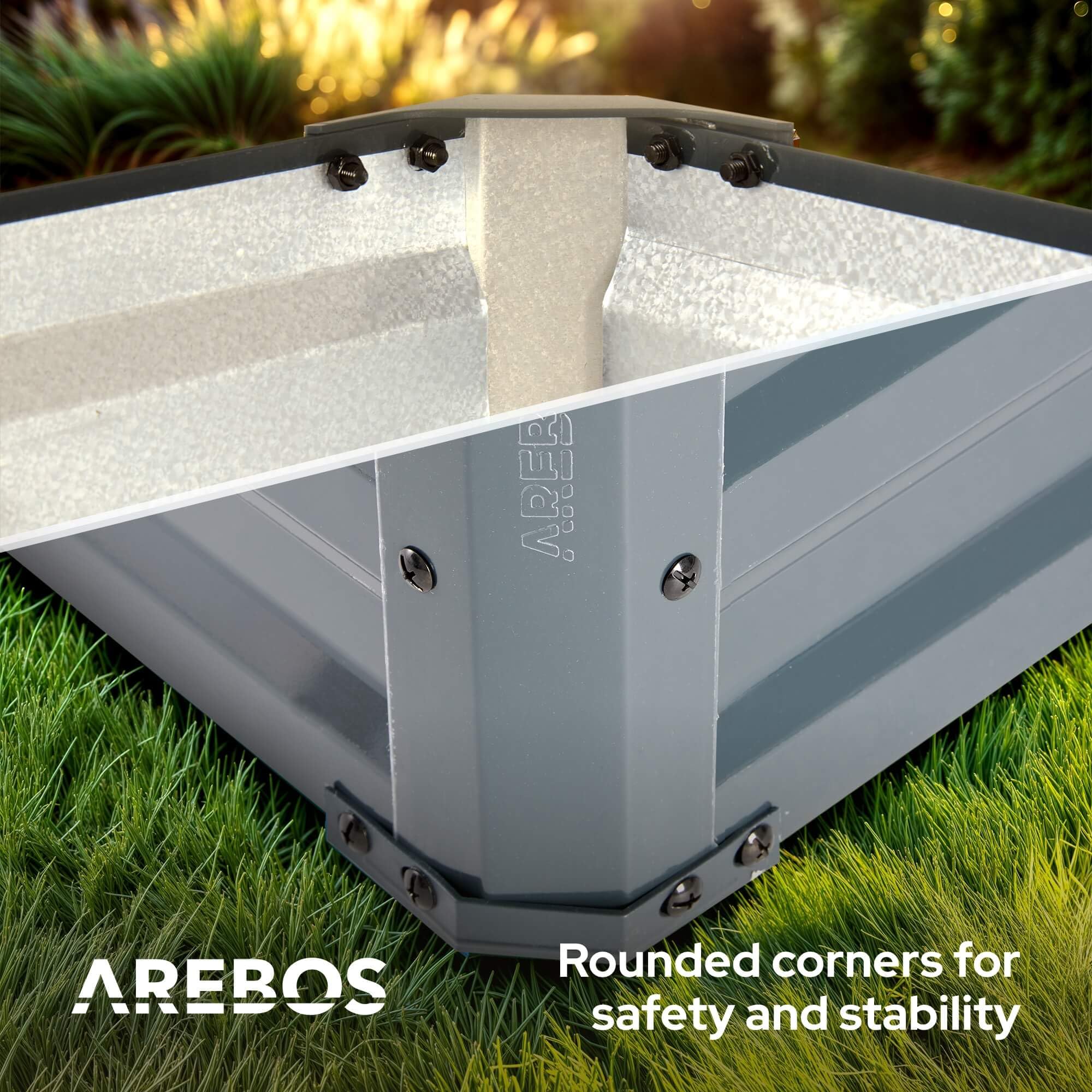 Arebos Cama de Jardín Elevada de Metal 180x90x45 cm | Cama de jardín de Acero galvanizado | Cama de siembra Resistente a la Intemperie y al óxido | Cama Rectangular de Verduras para jardín y Patio