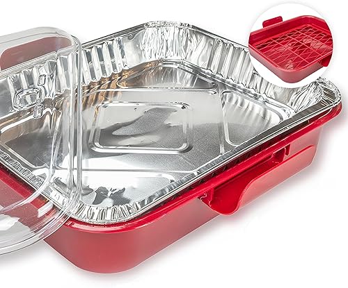 Bandeja portadora de papel de aluminio con 2 bandejas de papel de aluminio Exultimate (rojo)