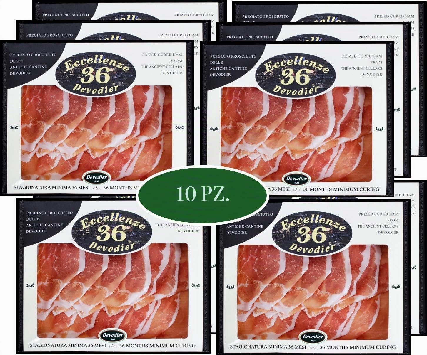 Prosciutto Italiano DEVODIER Riserva Eccellenze 36 mesi affettato min. 36 mesi - Confezione da 10 Vaschette